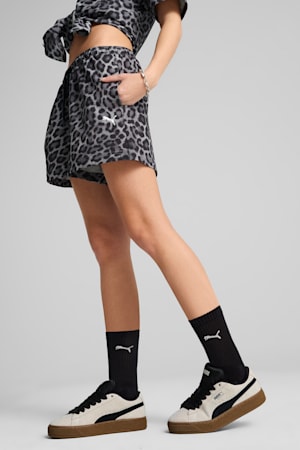 LEO LUXE A-Line All-Over Print 3" Woven Shorts Women, PUMA Black, extralarge-GBR